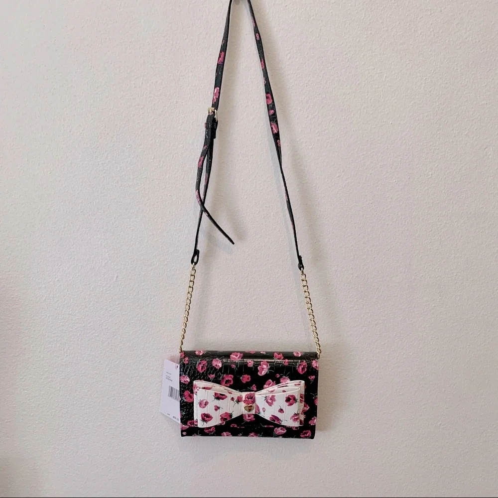 Betsey Johnson Floral Crossbody Wallet Handbag
